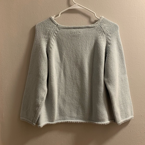 Garnet Hill Cotton Knit Blue Long Sleeve Sweater - Picture 6 of 6